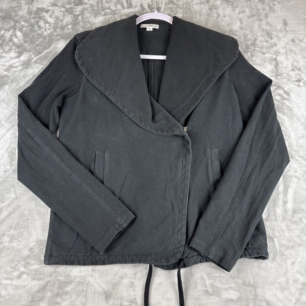 James Perse Asymmetrical Jacket Women's 1 Small Soft Black Zip Up Moto (1041)